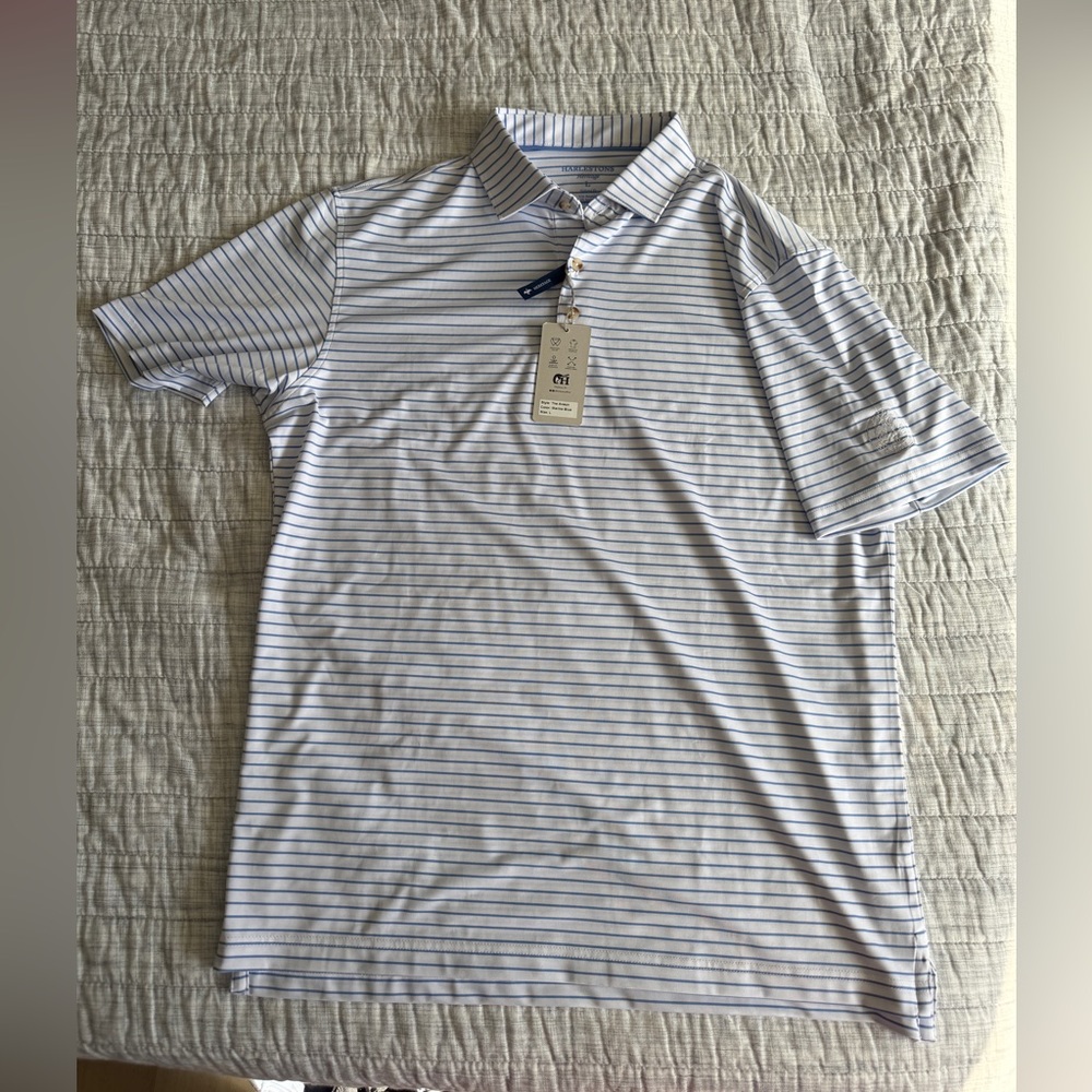 Heritage Striped Polo in White and Blue